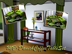 Sims 3 — MB-DanischCoffeeTableSet by matomibotaki — A set of 2 coffee tables in different sizes and one sideboard with 6