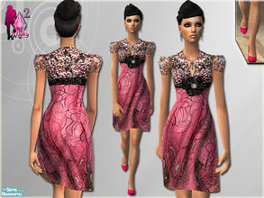 Sims 2 — Aurela flower dress by Weeky — Aurela flower dress - whole - with pink shoes - mesh by NataliS - possible for