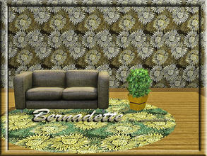 Sims 3 — Bernadette by matomibotaki — Abstract flower pattern in dark brown, yellow and white, 3 channel, to find under