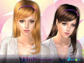 Sims 2 — NewSea SIMS2 Hair YU084f Birdy by newsea — A long hairstyle in various colors, completed with a cute diadem.