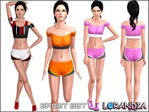 Sims 3 — Sporty set,  top in 2 styles and shorts with custom mesh by LorandiaSims3 — Sporty set, top in 2 styles and