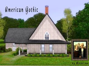 Sims 3 — American Gothic  by katalina — The Dibble, or American Gothic House, served as a model for the small white frame