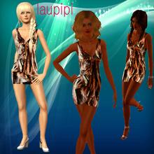 Sims 3 — LP Rock flower by laupipi2 — It is a dress of neckline ended in beak. It has a print of flowers and autumnal
