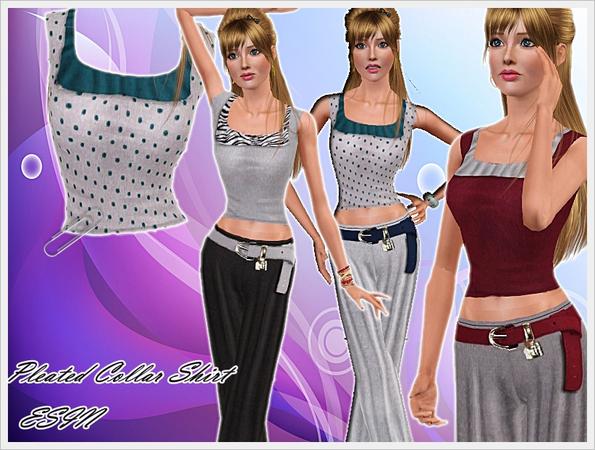 Sims 3 — Pleated Collar Shirt by ESsiN — Pleated Collar Shirt by Esin