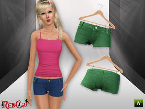 Sims 3 — Summer Set_Short by RedCat — Game Mesh. 2 Recolorable Palettes. 3 Different Styles. ~RedCat