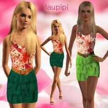 Sims 3 — LP Summer Night by laupipi2 — Set of a vest of flowers, a belt and a skirt of tulle with steering wheels.