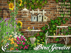 Sims 3 — Bird Garden by LilyOfTheValley — Decorate your garden and attract wild bird. This set includes a bird bath made