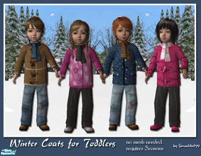 Sims 2 — Toddler Winter Coats by Simaddict99 — Set consists of 4 adorable winter outfits for toddlers, 2 each for girls