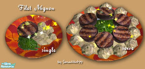 Sims 2 — Romantic Dinner for Two - Filet Mignon by Simaddict99 — Succulent filet mignon, served with mashed red potatoes