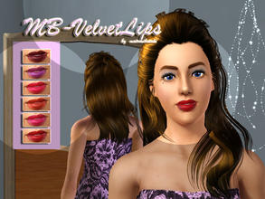 Sims 3 — MB-VelvetLips by matomibotaki — New soft lipstick with teeth by matomibotaki and 3 recolorable areas.