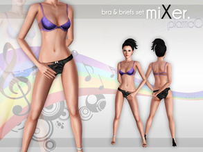 Sims 3 — miXer. by plamc0 — A new silky underwear set with a net bra back! Recolorable, available in 3 preinstalled