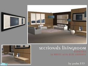 Sims 2 — Sectionals Recol003 White by Padre — Recolour of the Sectionals Livingroom in soft white furnishings and