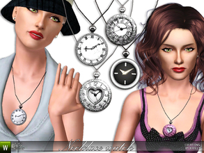 Sims 3 — Necklace watch by katelys — 4 new pendants for teen-elder females. One new mesh.