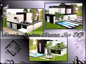 Sims 3 — Simple Modern Houses UF Set  by Devirose — A set of 3 simple modern houses(starter),in a simple design and