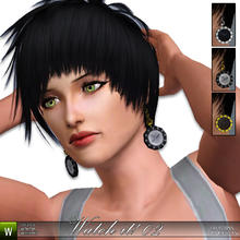 Sims 3 — Watch it! earrings 02 by katelys — New mesh, 3 different versions with 3 recolorable palettes. With reflective