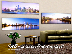 Sims 3 — MB-SkylinePaintingSet1 by matomibotaki — A set for you to decorate your sims homes more stylish. It come with 3