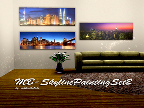 Sims 3 — MB-SkylinePaintingSet2 by matomibotaki — Set contains 3 paintings in 3x1 format. 3 different stylish paintings