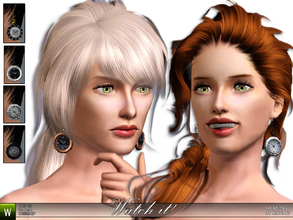 Sims 3 — Watch it! earrings by katelys — New mesh, 4 different versions with recolorable palettes. With reflective glass.