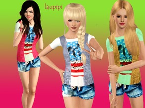 Sims 3 — LP Mickey's U.S.A by laupipi2 — Vest stamped with mickey mouse and to the bottom the flag of U.S.A. This vest is