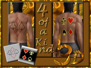 Sims 3 — 4 of a Kind-3D by allison731 — 4 of a Kind-3D Set includes two tattoos with 4 aces. Both tattoos have 3D effect