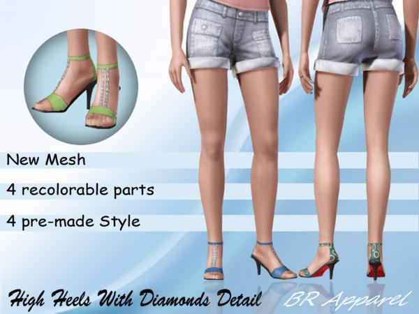 Sims 3 — Br - High Heels With Diamonds Details by SixthSense2 — ( Br Creation )4 recolorable channels, 4 pre-made style,