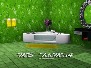 Sims 3 — MB-TileMix4 by matomibotaki — Tile pattern in yellow, green and white, 3 channel, to find under Tile/Mosaic.