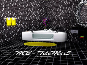 Sims 3 — MB-TileMix5 by matomibotaki — Tile pattern in dark brown, grey and white, 3 channel, to find under Tile/Mosaic.
