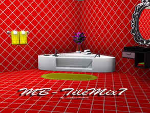Sims 3 — MB-TileMix7 by matomibotaki — Tile pattern in red, brown and white, 3 channel, to find under Tile/Mosaic.