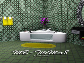Sims 3 — MB-TileMix8 by matomibotaki — Tile pattern in yellow, blue and white, 3 channel, to find under Tile/Mosaic.