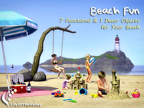 Sims 3 — Beach Fun by LilyOfTheValley — 7 functional and 1 decorative objects are included in this set for your beach.