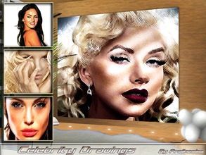 Sims 3 — Celebrity Drawings by Pralinesims — This set contains four big celebrity drawings! -Angelina Jolie -Britney