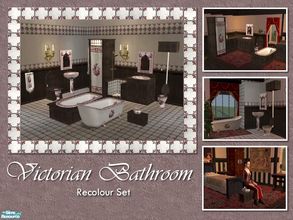 Sims 2 — Victorian Bathroom - Rose Recolour Set by Cyclonesue — A set of recolours of my Victorian Bathroom set. ***