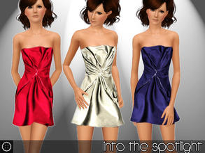 Sims 3 — Into the Spotlight by c0_0kie — A shiny cocktail dress for your female sims! Two recolorable layers.