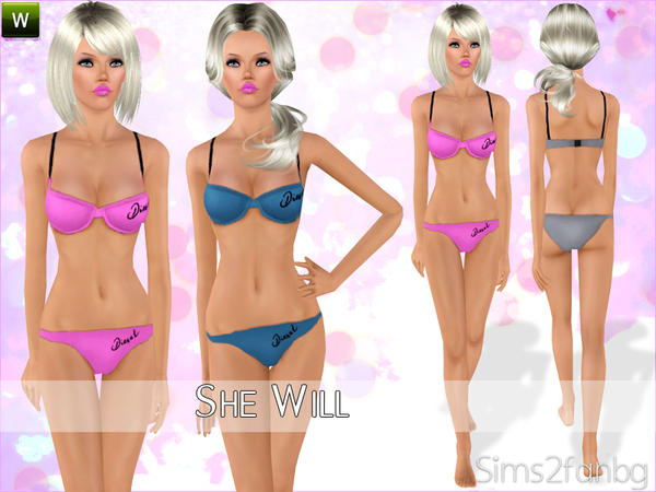 Sims 3 — She Will by sims2fanbg — .:She Will:. Items in this Set: Bra in 3 recolors,Recolorable,Launcher Thumbnail.