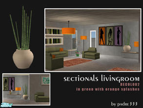 Sims 2 — Sectionals recol002 by Padre — Sectionals Livingroom suite in Green with splashes of orange! Enjoy!!