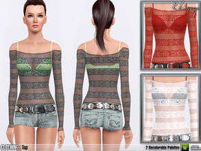 Sims 3 — Needlework Top 2 - S71 by ekinege — 2 recolorable parts. Y.Adult - Adult.