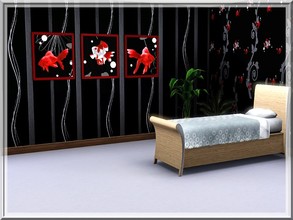 Sims 3 — - Set red fish by dyokabb — wallpaper and painting red fish 