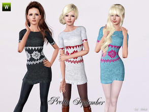 Sims 3 — ~ Pretty September ~ by lillka — Everyday dress for young adult/adult. In 3 styles. 2 recolorable palettes. I