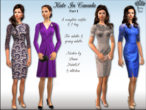 Sims 2 — Kate In Canada Part 1 by BunnyTSR — Four outfits and a clutch bag inspired by outfits worn by Kate Middleton,