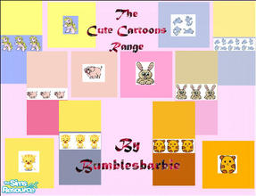 Sims 2 — Cute Cartoons Collection by bumblesbarbie — A collection of wallpaper and carpets for children\'s bedrooms with
