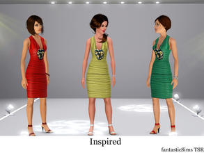 Sims 3 — fantasticSims Dress Inspired by fantasticSims — Dress - Inspired. Unique design with a floral broche overlay.