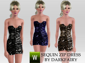Sims 3 — Sequin,zip dress by darkfairy2 — With two recolorable zones ones for the colour of the dress and one for some