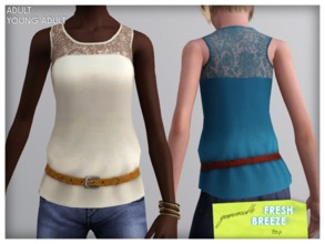 Sims 3 — Fresh Breeze Top by greenestnoodle — A charming top with lace and belt Working as casual and formal, for adults