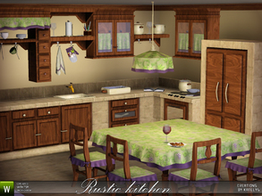 Sims 3 — Rustic Kitchen by katelys — New set of 17 items in two versions. If you downloaded the previous version, you
