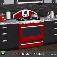Sims 3 — Retro Kitchen Stove by Cashcraft — It's a modern range with vintage style--gas cooktop with an electric