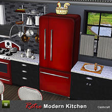 Sims 3 — Retro Kitchen Refrigerator by Cashcraft — Modern fridge with retro styling, bottom freezer section and inside