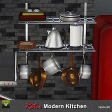 Sims 3 — Retro Kitchen Pot Rack by Cashcraft — Decorative and functional pot rack (smoke alarm) for the kitchen. Created