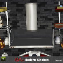 Sims 3 — Retro Kitchen Hood by Cashcraft — A retro stove hood, glass and stainless steel trim makes it decorative and