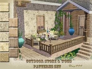 Sims 3 — Outdoor Stone and Wood Patterns Set by ung999 — A set of ten patterns includes stone, stucco, bricks and wood;
