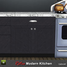 Sims 3 — Retro Counter Doors by Cashcraft — Retro modern counter with doors and stainless steel hardware. Created for
